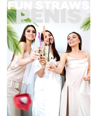 15pcs Bachelorette Straws and Confetti Pack - Crazy Hen Night Straw - Funny Drinking Straws - Bachelorette Party Drinking Straws - Straws Party Pack - Buy Online on SooperMarket.com