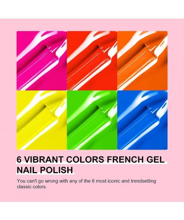 SAVILAND French Gel Nail Polish Set - 6 Spring Colors 10ML Soak Off Gel Polish Kit for Salon Quality French Tip Manicures - Orange, Yellow, Green, Hot Pink, Blue - Perfect for Home DIY Nail Art - Buy Online on SooperMarket.com