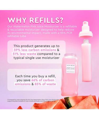 Glow Recipe Refillable Pink Juice Hydrating Face Moisturizer for Women & Men - Glass Skin Gel Moisturizer with Hyaluronic Acid & Watermelon - Daily Lightweight Moisturizer for Dry Skin (50ml) - Buy Online on SooperMarket.com
