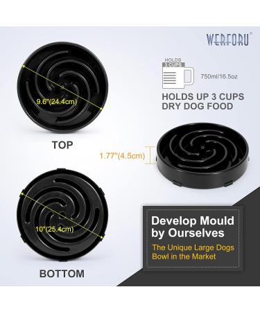 Large Pet Slow Feeder Dog Bowl - Interactive Puzzle Feeding Bowl for Healthy Eating - Non-Skid Bloat Stop Design in Black - Buy Online on SooperMarket.com