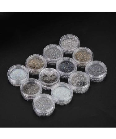 12 Grid DIY Nail Beads Plastic Nail Glitter Rhinestones Nail Art Decoration Manicure Tool Accessory DIY Nail Tip Ornament Beauty Nail Art 3D Decorations
