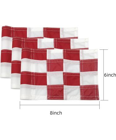 Checkered Golf Flags 8x6 Mini Putting Green Flags - 3 Pack Red/White Pin Flags | 420D Nylon Yard, Indoor, Outdoor Backyard Garden Flags - Buy Online on SooperMarket.com