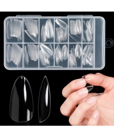 AORAEM 240PCS Clear Almond Nails  Stiletto Nail Tips False Nails Tips Art Tips Oval Shape Acrylic Fake Nail for DIY CC-Almond-240