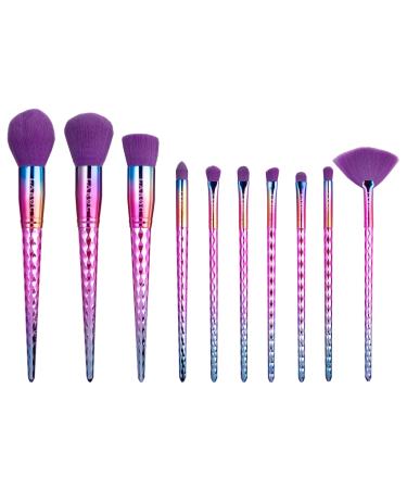 Makeup Brush Set 10pc LaRoc - Make Up Brushes for Blusher Foundation Brush Concealer Brush Eyeliner Eyeshadow Cream & Liquid Make Up Anti-Shedding Bristles - Rainbow Effect