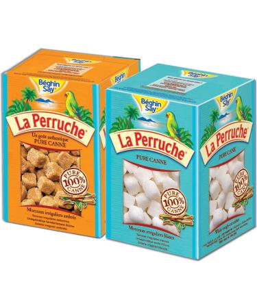 La Perruche 2 x 250g Sugar Cube Set - 1ea of White and Brown Sugar Cubes Standard Packaging