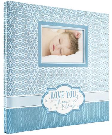 MCS Expandable 10-Page Baby Scrapbook Album with Photo Opening Cover and 12 x 12 Inch Pages  13.5 x 12.5 Inch  Love You to the Moon and Back Moon & Back Blue