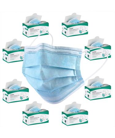 NU R Disposable Face Mask 3Ply Mask with Filter Layer and Elastic Earloop Retail 50pcs/box BLUE 400PCS