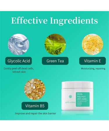 35% Glycolic Acid Peel Pads Exfoliating Face & Body Wipes with B5 & Tea Tree Oil for Pore Minimizing & Even Skin Tone - 1Pcs 2.82oz - Buy Online on SooperMarket.com