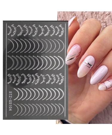 6 Sheet Gold French Fashion Line Nail Art Stickers Decals - Self-Adhesive 3D Nail Decals for Luxury Nail Design and Supply - Buy Online on SooperMarket.com