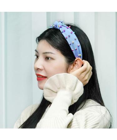 Sucrain 3 Pcs Colorful Pearl Knotted Headbands for Women & Girls - Jeweled Gem Embellished Hair Accessories (Pink Blue Purple) - Buy Online on SooperMarket.com