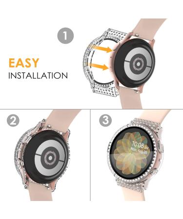 Surace Compatible with Galaxy Watch Active 2 Screen Protector Case 3 Pack Bling Crystal Diamond Tempered Glass Protective Cover Compatible for Samsung Galaxy Watch Active 2 40mm Rose Gold/Pink/Clear Rose Gold/Pink/Clear with Screen Protector Galaxy Watch  - Buy Online on SooperMarket.com