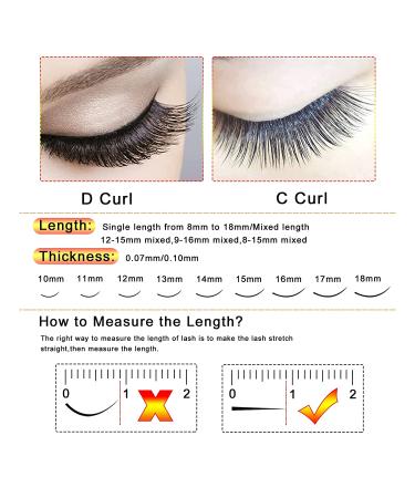 Russian Volume 5D 0.10 D Mix Short Stem Premade Fans | 8-15mm Curl C/D 0.07/0.10mm Eyelash Extensions - Buy Online on SooperMarket.com