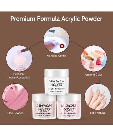 Shop Lavender Violets 12 Skin Tone Acrylic Powder & Liquid Set | DIY Nail Kit with Brush & Forms - International Shipping - Buy Online on SooperMarket.com