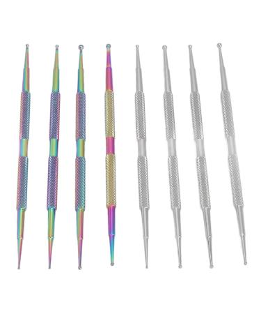 Nail Art Dotting Pen 8PCS 2 Way Dotting Pen Tool Metal Dotting Pen Nail Polish Colouring Pen Double Ended Nail Art Dotting Pen for Home DIY Salon Use