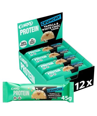 Corny Protein Crunchy Vanilla & White Choc Flavor 30% protein protein bar with no added sugar bulk pack 12x45g