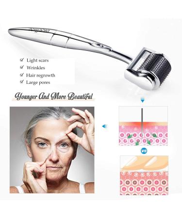 Derma Microneedling Roller 192 Titanium Microneedles 0.5 - Professional Roller for Skin, Face, Body, Hair Growth - Buy Online on SooperMarket.com