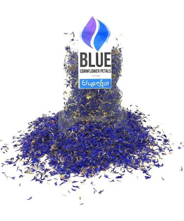 Pure Blue Cornflower Petals - Dried Grown in Germany - Natural Grown Herbal Flowers for for Homemade Lattes Tea Blends Bath Salts Gifts Crafts (Centaurea cyanus)