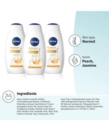 NIVEA White Peach & Jasmine Body Wash (3 Pack | 20 Fl Oz) - Nourishing Serum for Soft Skin - Buy Online on SooperMarket.com