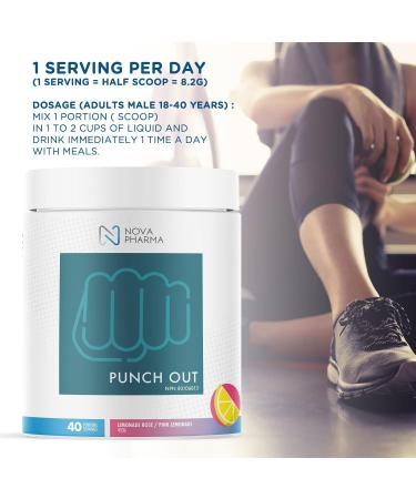 Nova Pharma Punch Out Pre Workout Powder L-Carnitine and Antioxidant-Rich Pre Workout Supplement Boost Stamina and Endurance for Gym Training and Workouts - 40 Servings (Pink Lemonade) - Buy Online on SooperMarket.com