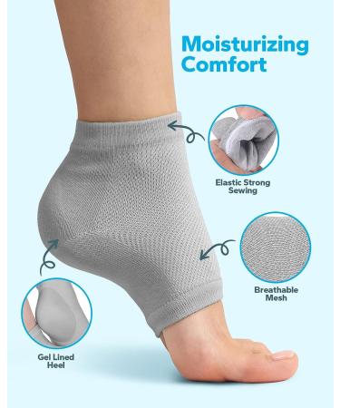 MoistMate Heel Socks for Dry Cracked Feet - Foot Care Repair and Moisturizing - Aloe Spa Socks for Men and Women (Grey, 2 Pairs) - Buy Online on SooperMarket.com