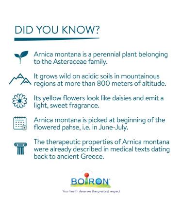 Arnica Montana 30ch Pack of 3 tubes Boiron Homeopathic Medicine Multi Dose Tube & Arnicare Bruise Swelling Bumps and Oedema Natural Sourced 45 Gram - Buy Online on SooperMarket.com