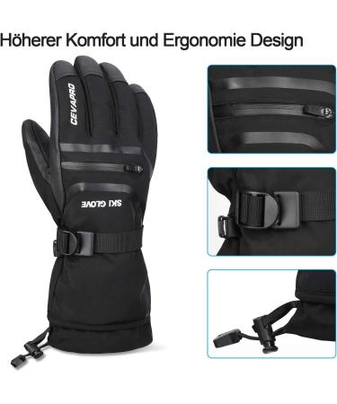 Yobenki Ski Gloves - Warm 3M Thinsulate Snowboard Gloves for Men with Touchscreen | Winter Outdoor Gear (-34 /-30 ) - Anti-Rolling Black L - Buy Online on SooperMarket.com