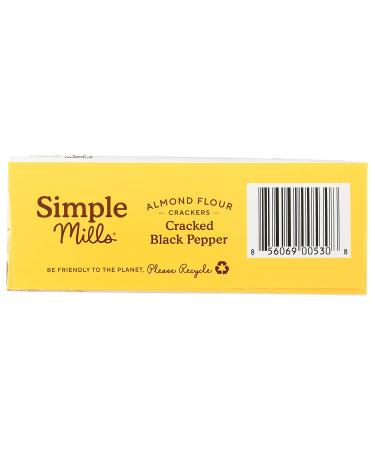 Simple Mills Almond Flour Crackers - Black Cracked Pepper | Gluten Free, Vegan, Healthy Snacks | 4.25 oz - Buy Online on SooperMarket.com