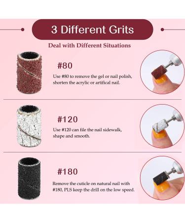Litensh 210PCS Nail Sanding Bands for Nail Drill Manicure Set with Box Pedicure Nail Files Heads - 80/120/180 Grit Sanding Tape + 3/32 inch Nail Drill Bit - Complete 210PCS Set - Buy Online on SooperMarket.com