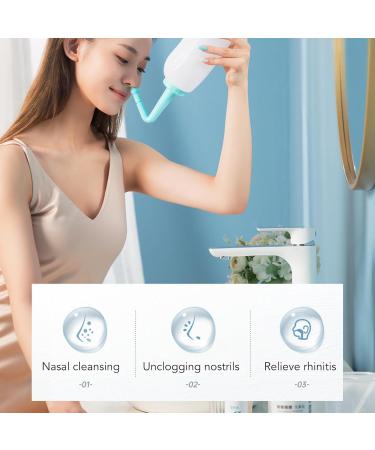 Gentle and Safe 500mL Nasal Rinse Kit for Sinus Relief Easy to Use and Clean Suitable for All Ages Excellent Quality Material with 2 Nozzles - Buy Online on SooperMarket.com
