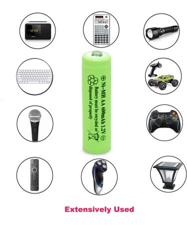 Buy Ni-Mh AA 600mAh 1.2V Rechargeable Batteries for Outdoor Solar Lights - 4 Pack - Buy Online on SooperMarket.com