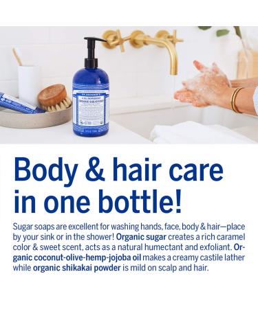 Dr. Bronner's Organic Sugar Soap (Peppermint 24oz) - 4-in-1 Vegan Formula for Hands, Body, Face, and Hair - Cleanses, Moisturizes, and Nourishes - Buy Online on SooperMarket.com