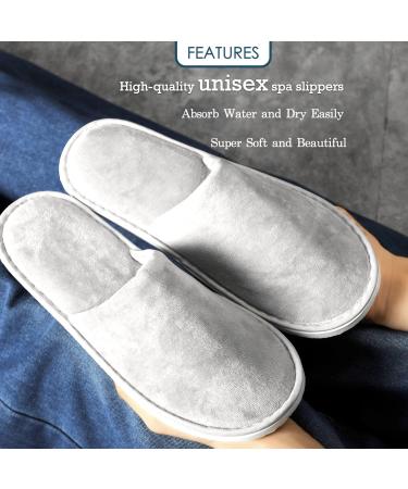 6 Pairs OSTADARRA Spa Slippers - Non Slip, Disposable & Washable - Unisex House Hotel Indoor Slippers in Beige and Gray - Perfect for Guest, Bathroom, Bedroom & Bride - Buy Online on SooperMarket.com