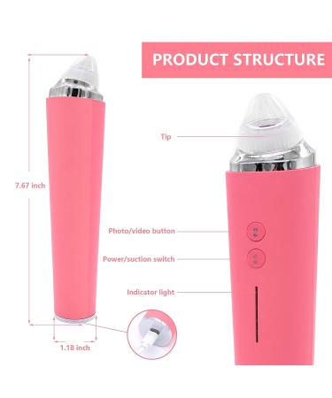 WiFi Blackhead Remover Pore Vacuum with 5.0 Megapixels HD Camera | Electric Blackhead Suction Tool with 6 Suction Heads | USB Rechargeable Pimple Acne Comedone Extractor Kit - Pink - Buy Online on SooperMarket.com