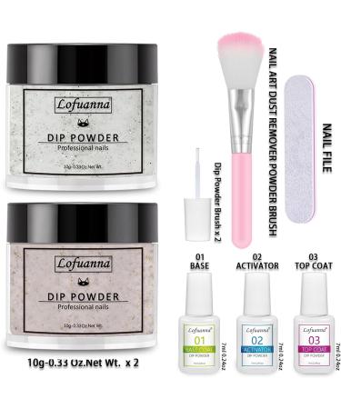 Lofuanna Dip Powder Nail Starter Kit - Glitter Set | 9Pcs Dip Powder Set for DIY French Nail Art Manicure | Base Top Coat Activator Included | No UV/LED Needed | Beginners Friendly - Buy Online on SooperMarket.com