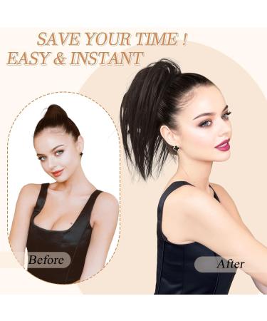 PORSMEER Claw Clip Ponytail Hair Extension - Short Black 10 inch Tousled Updo Bun for Women - Buy Online on SooperMarket.com