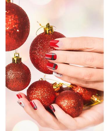 EBANKU Christmas Glitter Gel Nail Strips - Long Lasting & Waterproof Full Nail Wraps with Nail File, Wipes & Sealing - UV/LED Lamp Required (SDTRK18) - Buy Online on SooperMarket.com