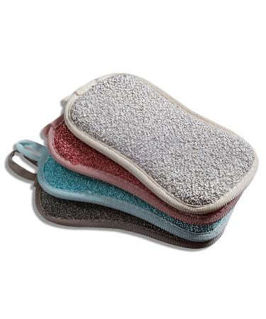 Cleaning sponge 4 pieces of microfiber kitchen sponge pot cleaner sponge reusable plaster cuisine kitchen scratch sponge multicolored