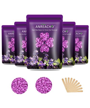 Wax Beads for Hair Removal  ANREACHO 17.5oz Waxing Beads At Home Hard Wax Beads Beans for hair removal Kit Brazilian Bikini Face Eyebrow Back Chest Legs waxing with 10pcs Spatulas 17.6oz Violet