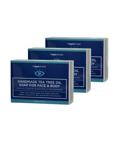 Tea Tree Oil Face Soap and Eyelid Scrub - Handmade with Organic Ingredients (3 Pack)