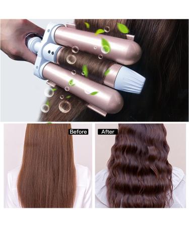 3 Jumbo Barrel Curling Iron Wand - 1.25" Ceramic Tourmaline Dual Voltage Adjustable Temp Big Waves Crimper - Champagne Gold Hair Tool for International Shipping - Buy Online on SooperMarket.com