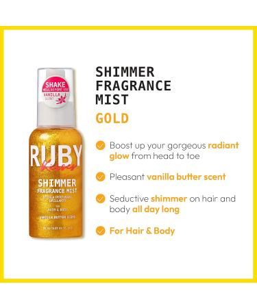 Ruby Kisses Shimmer Fragrance Body and Hair Mist Spray Vanilla Glitter Body Perfume Spray Skin Perfume Liquid Illuminator Highlighter for Skin (GOLD) - Buy Online on SooperMarket.com