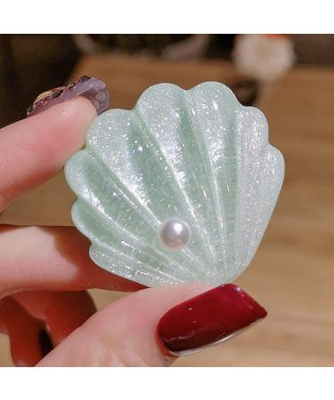 Green Shell Pearl Starfish Hair Clip Set - Acrylic Resin Alligator Clips for Women and Girls | Stylish Hair Accessories - Buy Online on SooperMarket.com