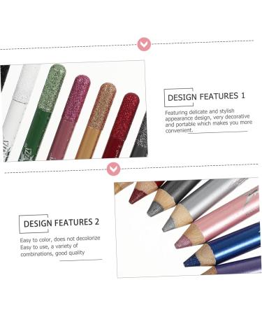 Baluue 12pcs Pearlescent Eyeshadow Pencil Waterproof Gel Eyeliner Natural Look Eyes Liner Eye Glitter Wood 12.5X0.5cm Assorted Color - Buy Online on SooperMarket.com