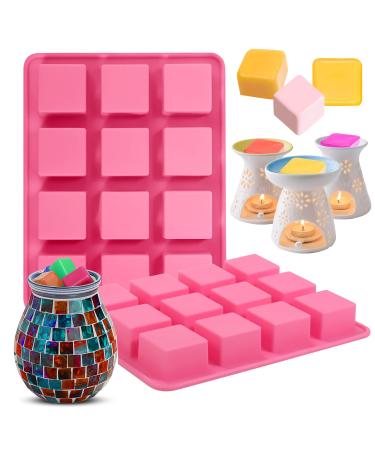Mity rain Silicone Wax Melts Mold  2pcs 12-Cavities Square Baking Molds Set for Candle-Making and scented wax melts  Baby Food Chocolate Truffles  Ganache  Jelly  Candy  Praline.