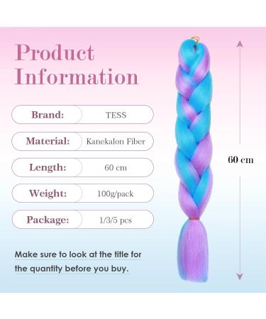 Tess Braids Extensions - Light Purple/Blue Jumbo Kanekalon 60cm Ombre Hair Braid (100g) for Box Braids - 1 Piece - Buy Online on SooperMarket.com