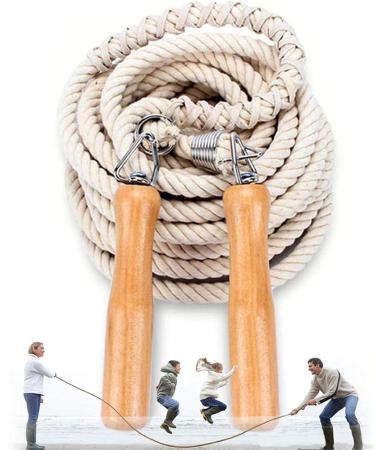 Leapbeast long jump rope multiplayer rope jump rope with wooden handle for school sports outdoor activities fitness & training 5m/7m/10m