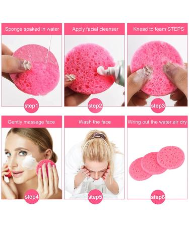 50-Count Compressed Facial Sponges - 100% Natural Cellulose Spa Sponges for Cleansing, Exfoliating, and Makeup Removal - Pink - Buy Online on SooperMarket.com