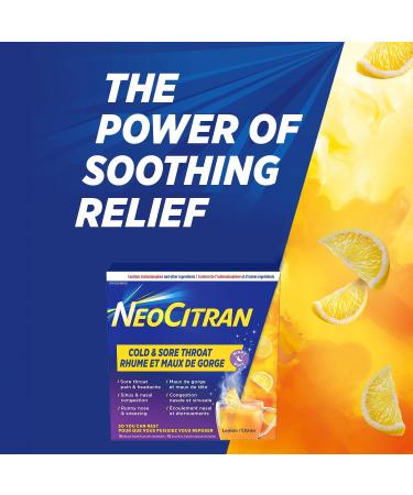 NeoCitran Cold & Sore Throat for Nighttime Relief Lemon 10 Count - Buy Online on SooperMarket.com