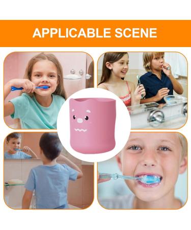 Kids Toothbrush Cup with Handle - 300ml Bathroom Toothbrush Cup Kids Cartoon Unbreakable Toothbrush Cup Adorable Bathroom Accessories for Kids Boys Girls Hixip Little Pink Pig - Buy Online on SooperMarket.com