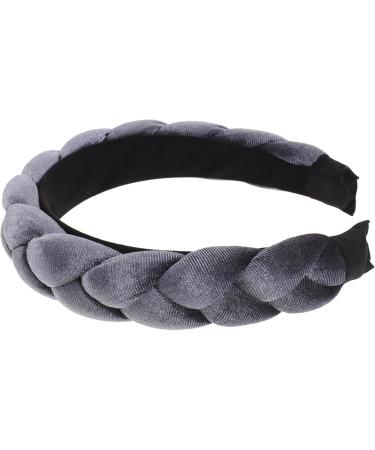 Braid Headband Hair Bands for Braids Elastic Braided Headbands for Women Knotted Headband for Women Black Headbands for Women Plush Velvet Wig Fabric gray - Buy Online on SooperMarket.com